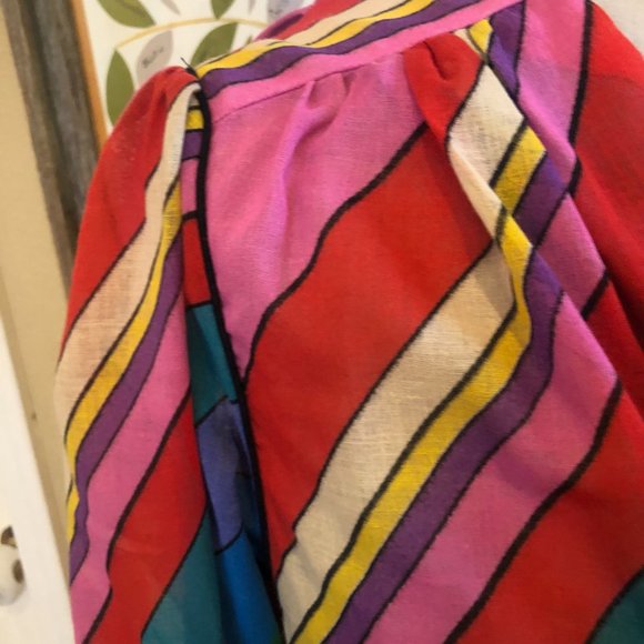 Vintage L.Magnin striped cotton openfront beach cover - Picture 7 of 10